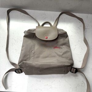 Longchamp nylon backpack - gray/tan